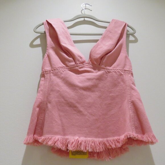 MARQUES' ALMEIDA Fringed Hem Top in Drill Pink Denim Preppy Feminine Y2K NWT - Picture 10 of 15